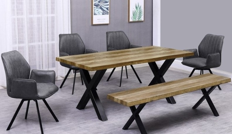 Vilma 6-Pc Rustic Natural/Grey Dining Set