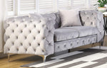 Felicity Grey Velvet Button Tufted Loveseat