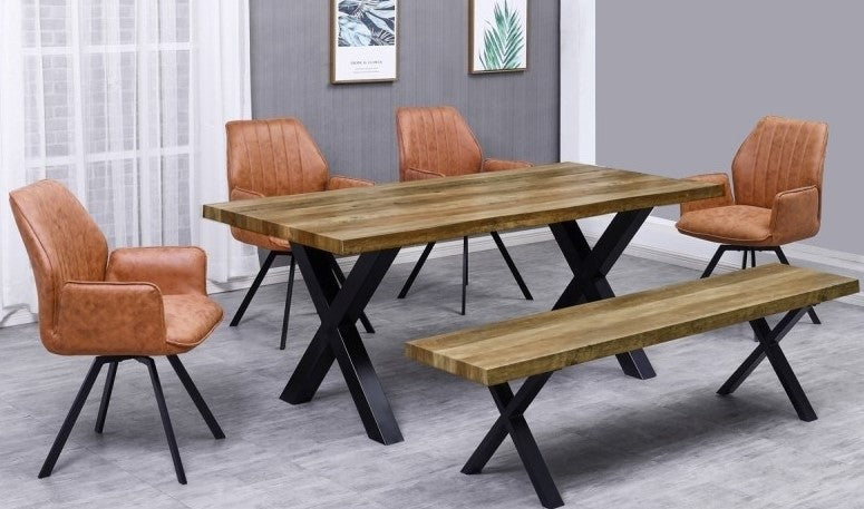 Vilma 6-Pc Rustic Natural/Brown Dining Set