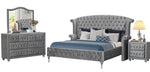 Emma 5-Pc Grey Crushed Velvet Queen Bed Set