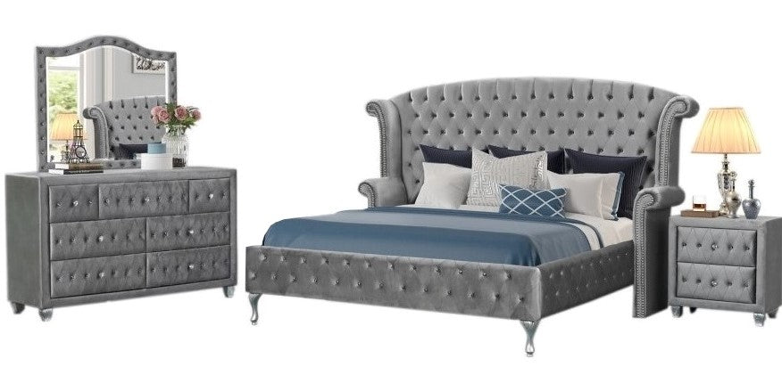 Emma 5-Pc Grey King Bedroom Set (Oversized)