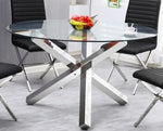 Siana Clear Glass/Chrome Metal Dining Table