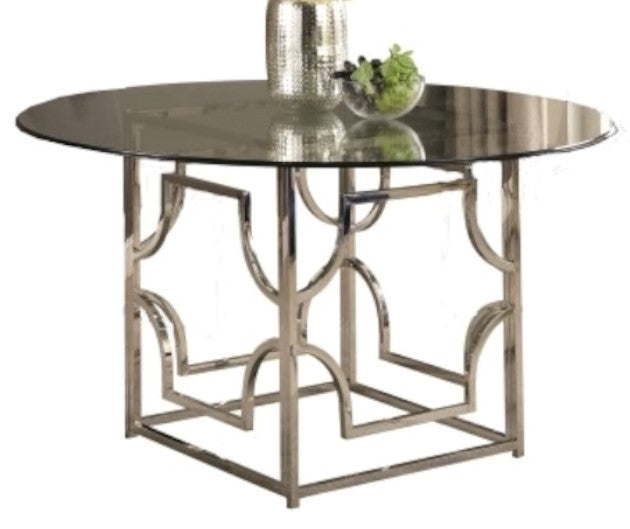 Kina Clear Glass/Silver Metal 54" Dining Table