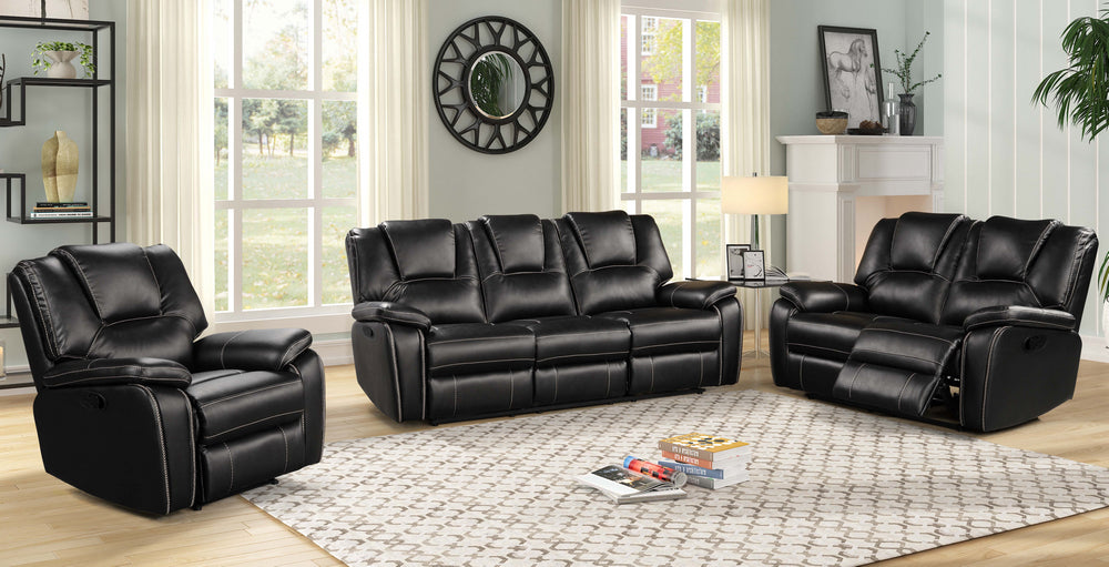 Devorah 3-Pc Black Manual Recliner Sofa Set