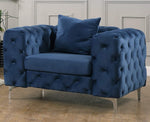 Felicity Blue Velvet Button Tufted Chair