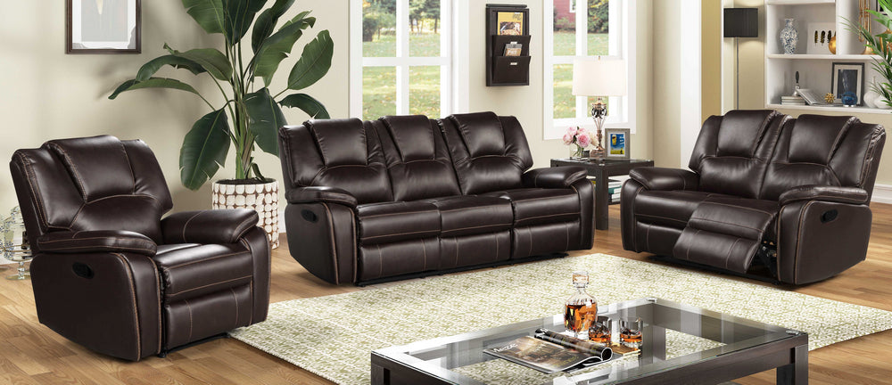 Devorah 3Pc Dark Brown Manual Recliner Sofa Set