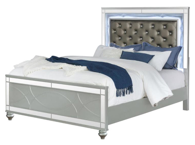 Gunnison Silver Metallic Wood Cal King Panel Bed