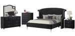 Emma Black Crushed Velvet Queen Bed