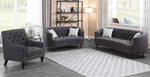 Farah Grey Linen Tufted Loveseat