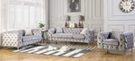 Felicity Grey Velvet Button Tufted Loveseat