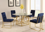 Kina 2 Blue Velvet/Gold Metal Side Chairs