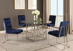 Kina 2 Blue Velvet/Silver Metal Side Chairs