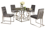 Kina 2 Grey Velvet/Silver Metal Side Chairs