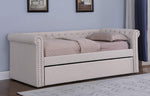 Lyda Beige Fabric Twin Daybed with Trundle