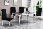 Tristian 5-Pc Black Velvet/Metal Dining Set