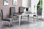 Tristian 5-Pc Grey Velvet/Metal Dining Set