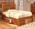 Carus Oak Wood Twin Bed with Drawers