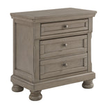 Lettner Light Gray Wood 2-Drawer Nightstand