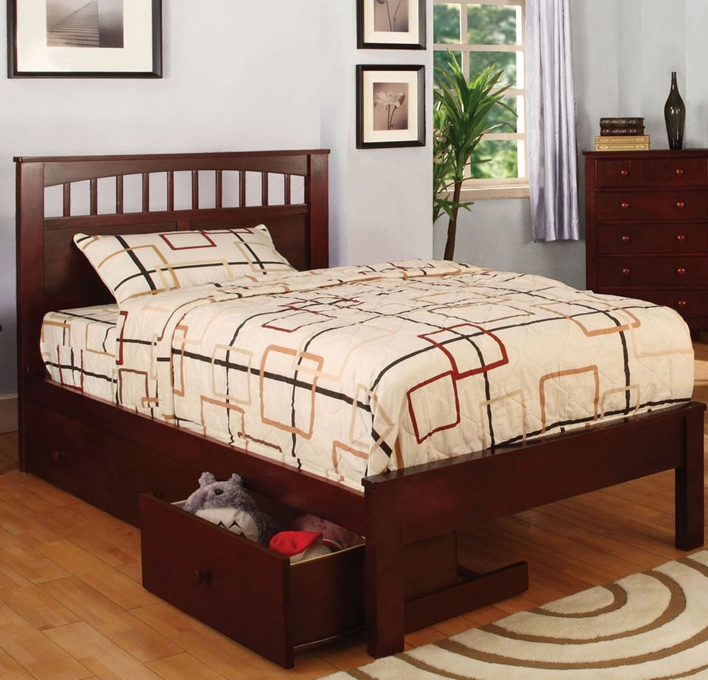 Carus Cherry Wood Twin Bed with Drawers