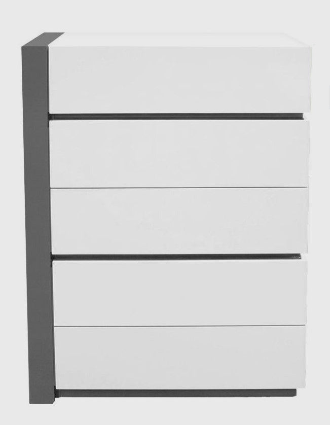 Seville White Wood 5-Drawer Chest