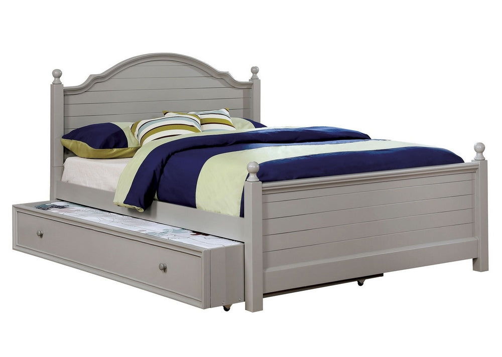 Diane Gray Solid Wood Full Bed with Trundle