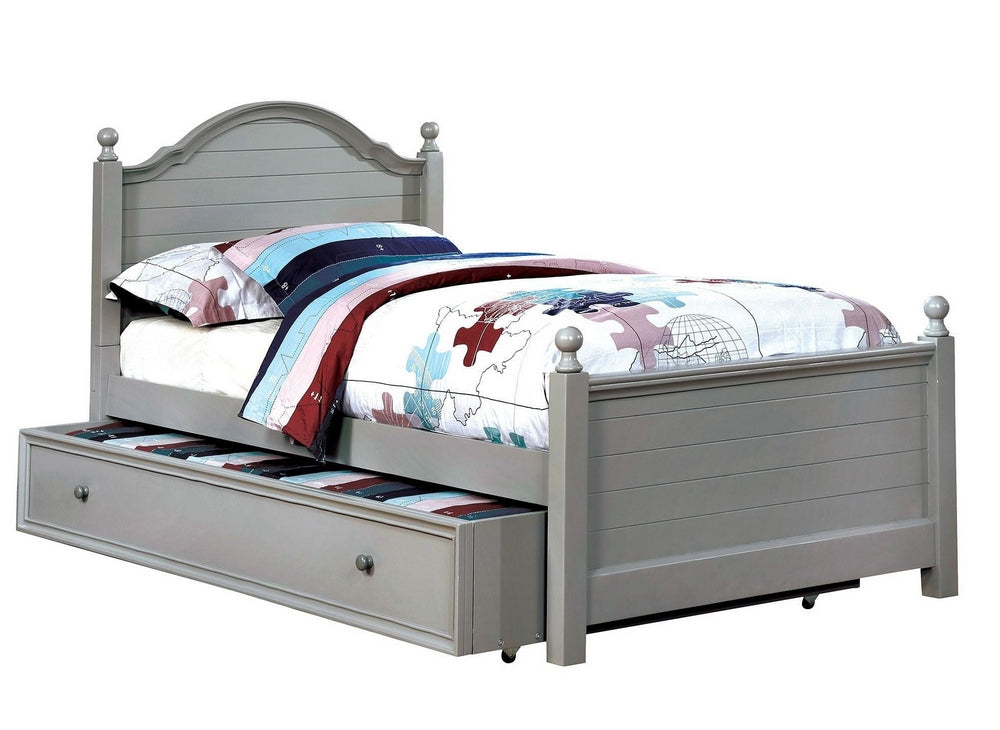 Diane Gray Solid Wood Twin Bed with Trundle