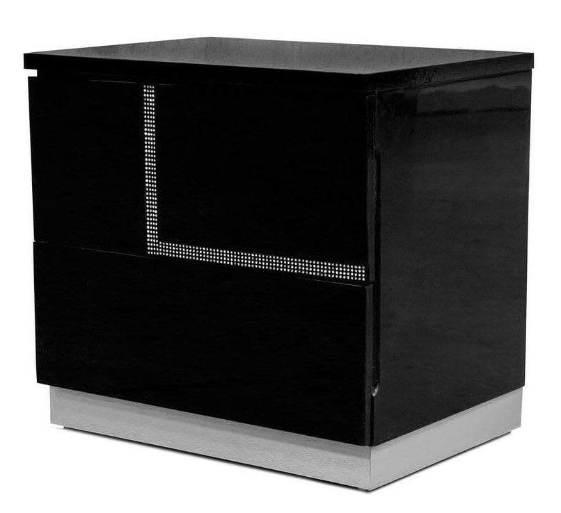 Barcelona Black Lacquer Wood Nightstand