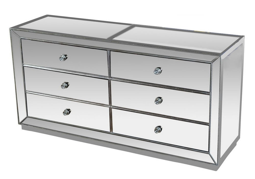 Wanda Silver Mirrored 6-Drawer Dresser