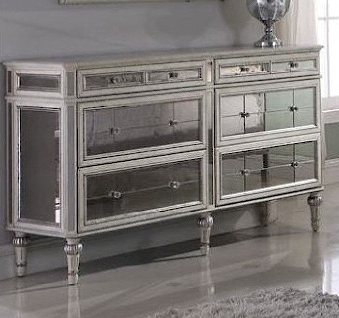 Pamella Antique Cream Mirrored Dresser