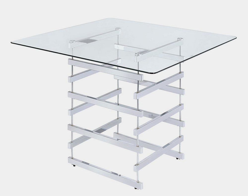 Nadie Chrome Metal/Clear Glass Counter Height Table