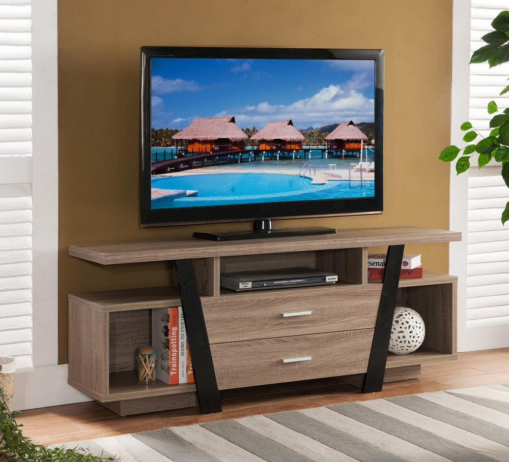 Harper Black/Dark Taupe Wood 2-Drawer TV Stand