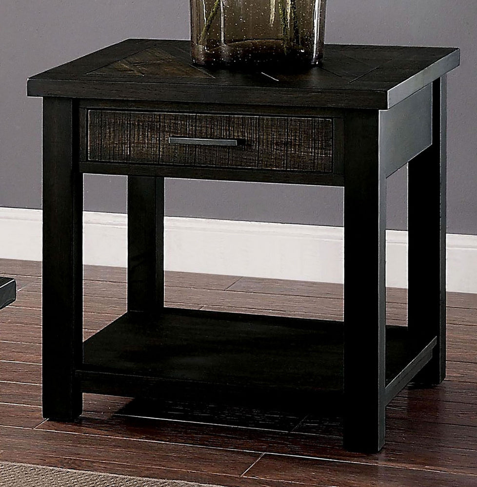 Rhymney Dark Oak Wood End Table w/Bottom Shelf