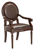 Aldermont Dark Brown Faux Leather/Wood Arm Chair