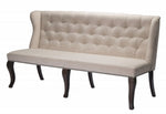 Keri Beige Linen/Wood Dining Bench