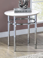 Mariah White Faux Marble/Chrome End Table