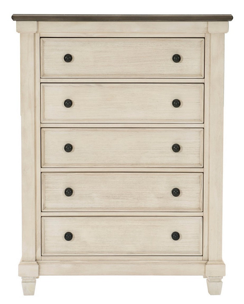 Weaver Antique White Wood 5-Drawer Chest