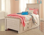 Willowton Whitewash Wood Twin Bed with Storage