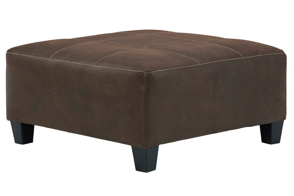 Navi Chestnut Faux Leather Oversized Accent Ottoman