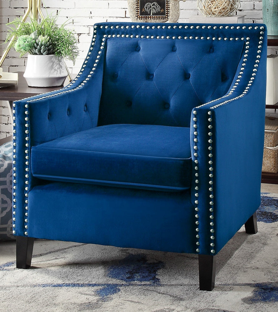 Grazioso Navy Velvet Button Tufted Accent Chair