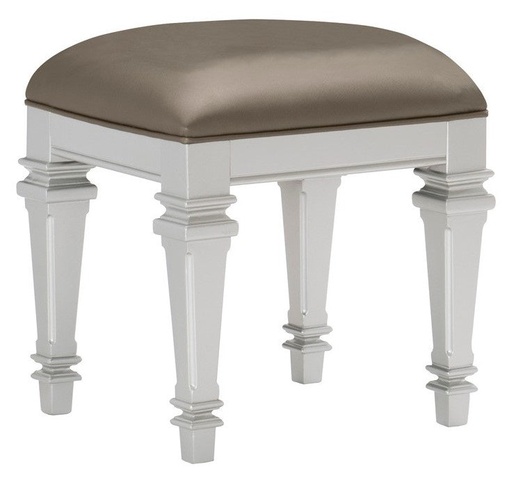 Avondale Silver Wood/Bi-Cast Vinyl Vanity Stool