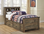 Trinell Brown Wood Twin Bookcase Storage Bed