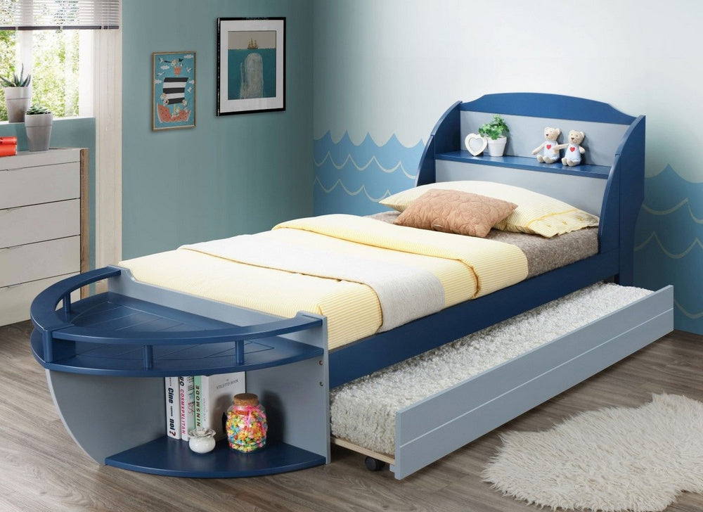 Neptune II Navy/Gray Wood Twin Bed with Trundle