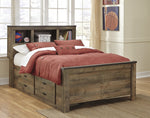 Trinell Brown Wood Full Bookcase Storage Bed