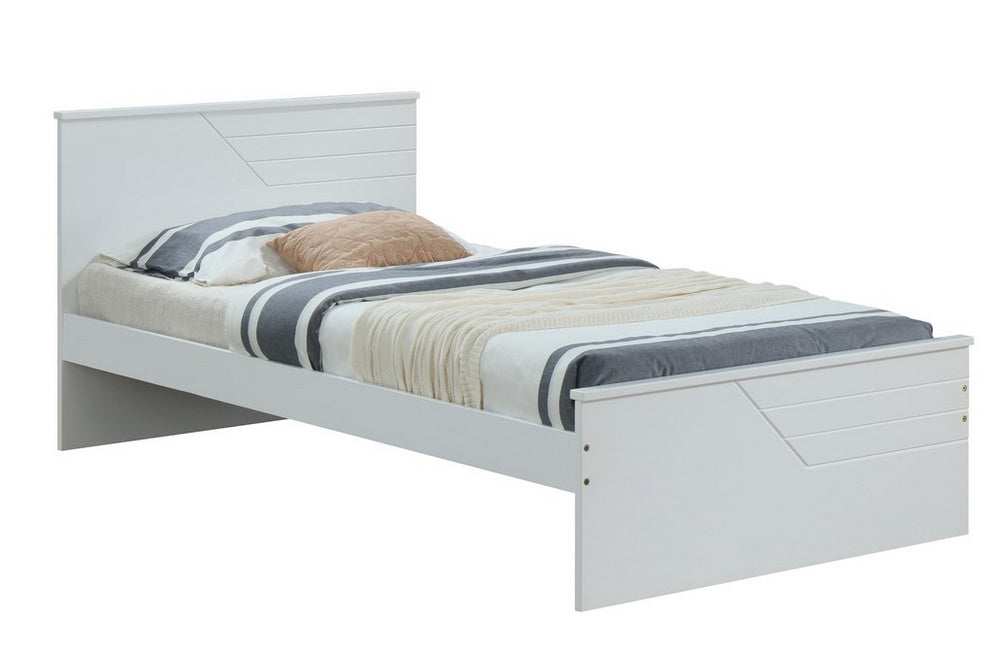 Ragna White Wood Twin Bed with Panel Headboard