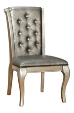 Amina 2 Champagne Faux Leather Side Chairs