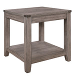 Woodrow Gray Wood End Table with Lower Shelf