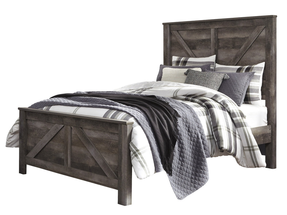 Wynnlow Gray Wood Queen Crossbuck Panel Bed