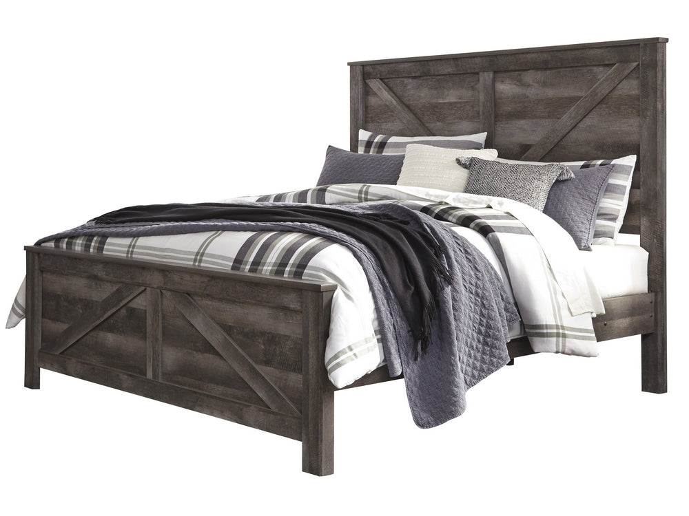 Wynnlow Gray Wood King Crossbuck Panel Bed