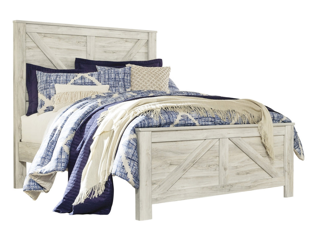 Bellaby Whitewash Wood Crossbuck Queen Panel Bed