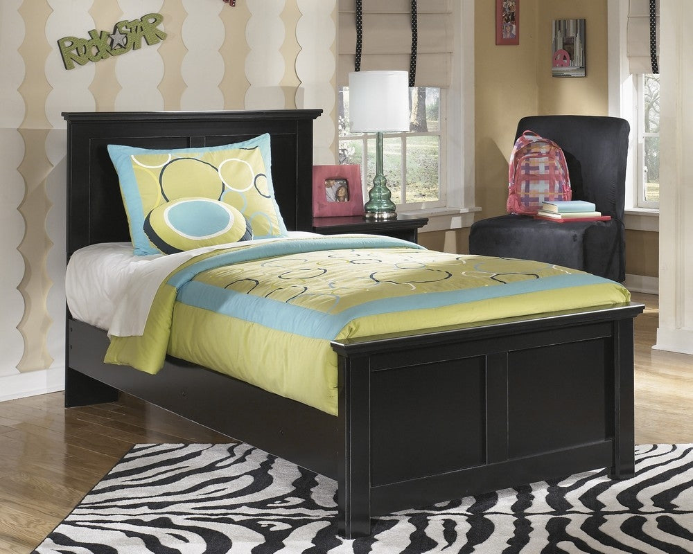 Maribel Black Wood Twin Panel Bed